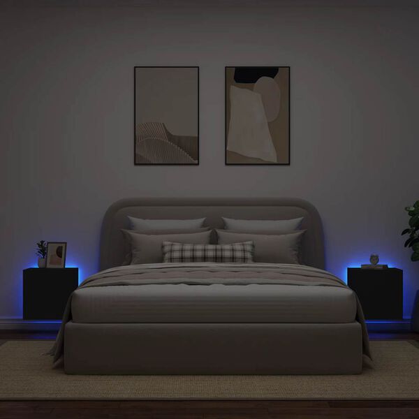 vidaXL TV Wall Cabinet Set of 2 Black Engineered wood Medium