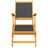 vidaXL Deck Chair Black, Natural Wood Solid Acacia Wood, Textilene