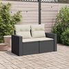 vidaXL Garden Sofa Black and Cream PE Rattan 2-Seater Modular