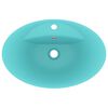 vidaXL Luxury Basin Overflow Oval Matt Light Green 23.0x15.4" Ceramic