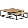 vidaXL Coffee Table Set of 2 Natural Mango Wood, Black