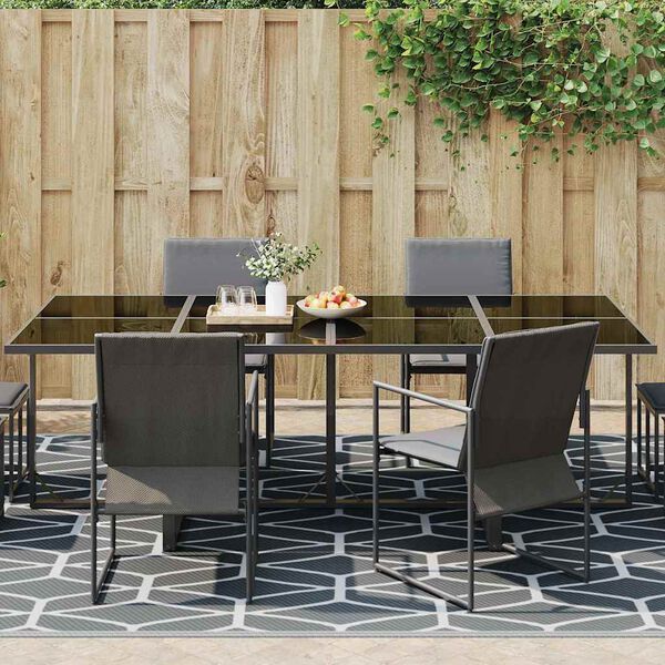 vidaXL Outdoor Rug ARAKIL grey and white 118.1" x 236.2" PP