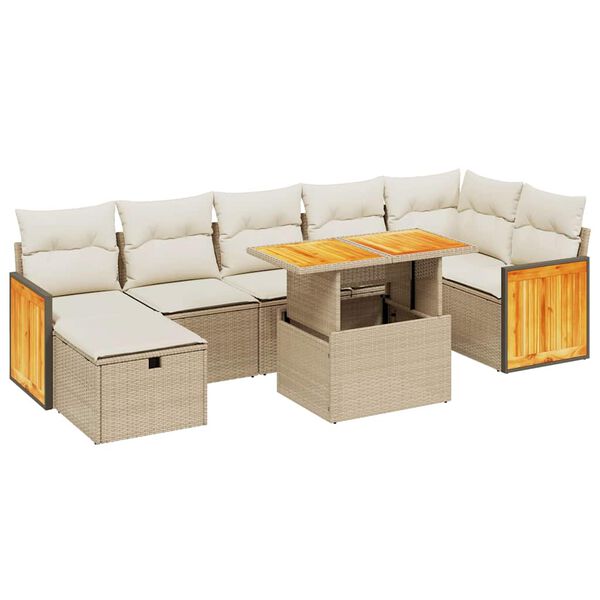 vidaXL Garden Sofa Set Beige Poly Rattan Large Modular Garden Sofa Set