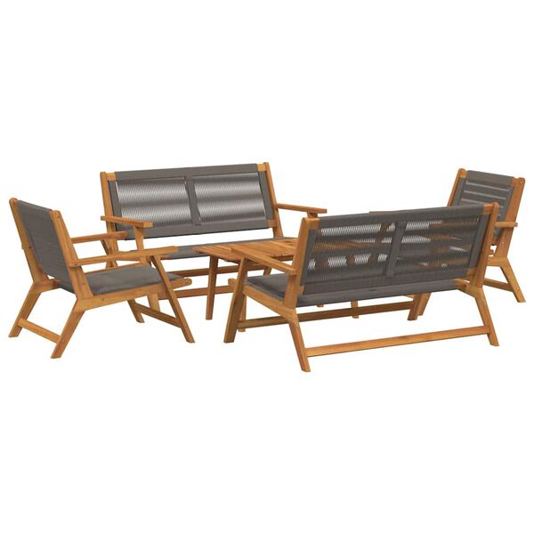 vidaXL Garden Chairs with Table 5 pcs Gray Solid Acacia wood