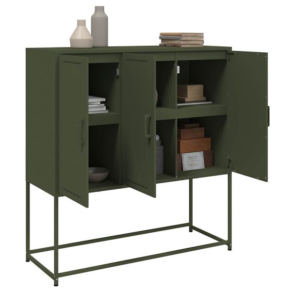 vidaXL Highboard Olive Green Steel Medium Highboard Rectangular