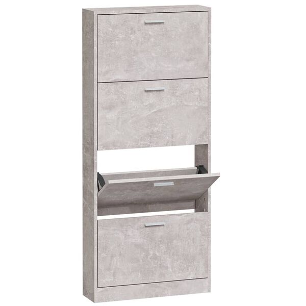 vidaXL Shoe Cabinet Concrete Grey 23.2x6.7x59.1" Engineered Wood