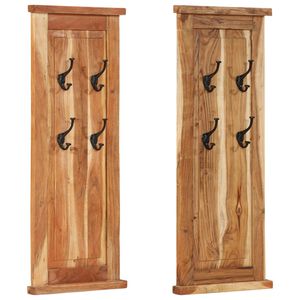 vidaXL Coat Rack Set of 2 Varied wood grain Solid acacia wood