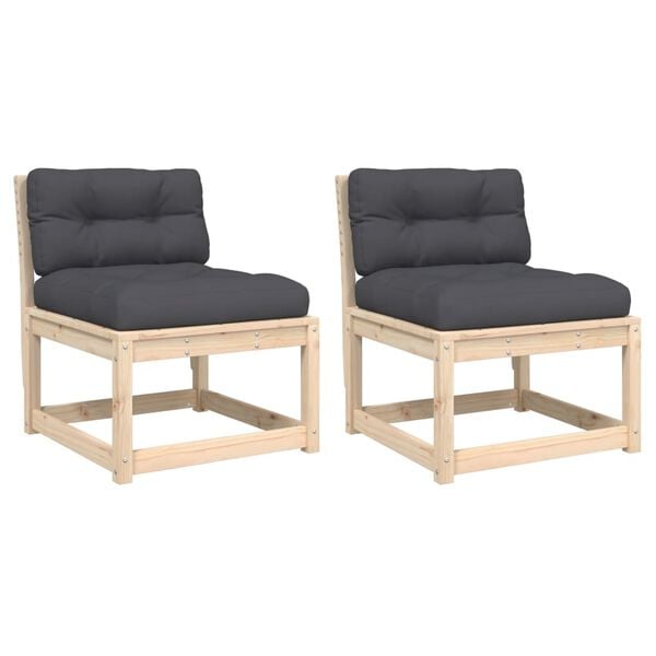 vidaXL Garden Sofa Set of 2 Anthracite Solid Pine Wood Medium Modular