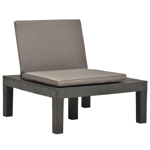 vidaXL Patio Lounge Chair with Cushion Plastic Anthracite