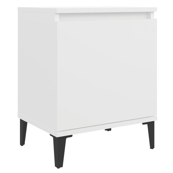 vidaXL Bed Cabinet White Engineered wood and metal 15.7x11.8x19.7 in