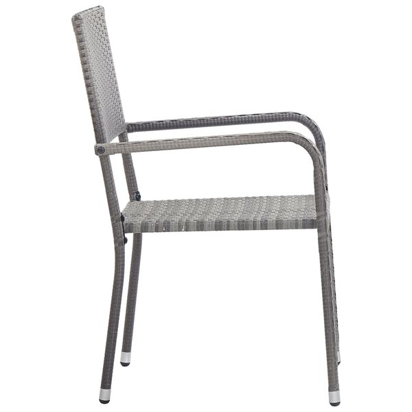 vidaXL Garden Dining Chair Set of 2 Grey PE rattan, steel