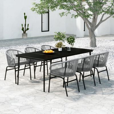 vidaXL 7 Piece Patio Dining Set Gray