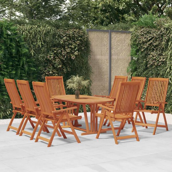 vidaXL Garden Chair Set of 8 Natural wood Solid eucalyptus wood Standard