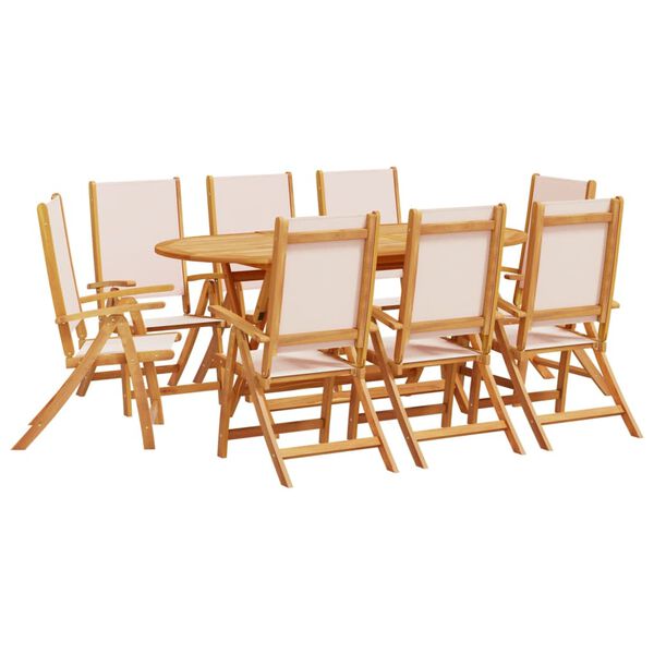 vidaXL Garden Dining Set Acacia wood: Natural wood color, Chairs: Cream