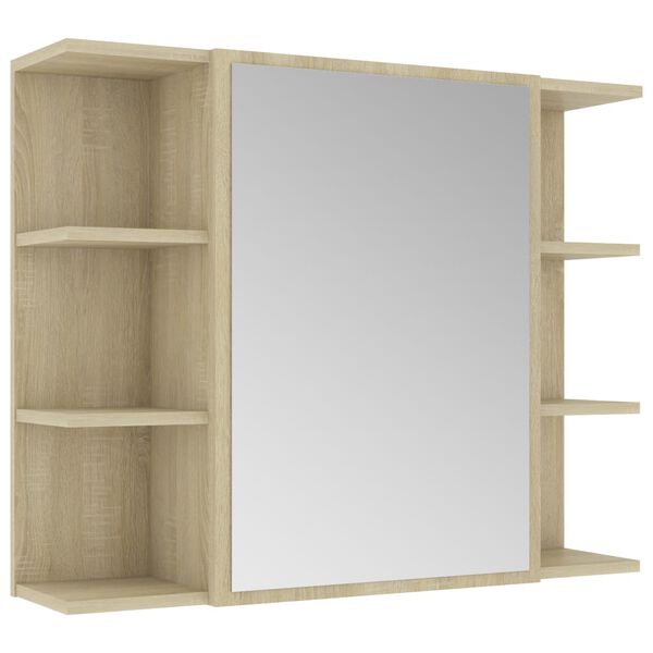 vidaXL Mirror Cabinet Sonoma oak Engineered wood, acrylic 31.5x8.1x25.2 in