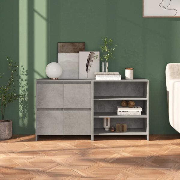 vidaXL 2 Piece Sideboard Concrete Gray Engineered Wood