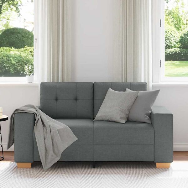 vidaXL Loveseat Sofa Dark Gray Polyester, Plywood, Steel, Plastic 2-seater