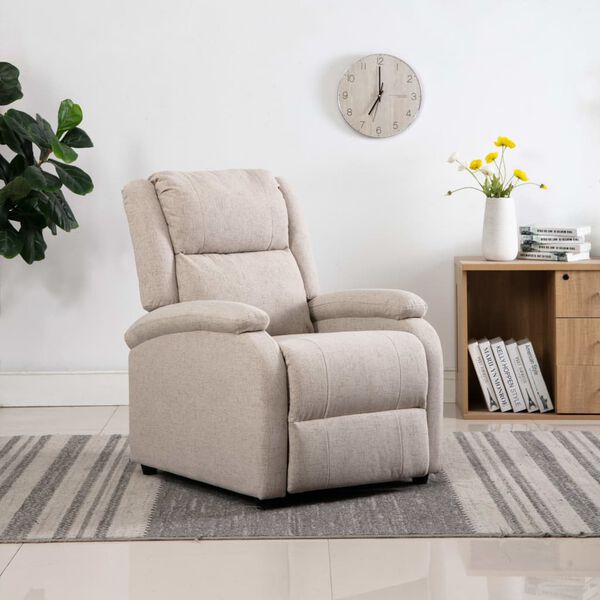 vidaXL Recliner Chair Cream Fabric