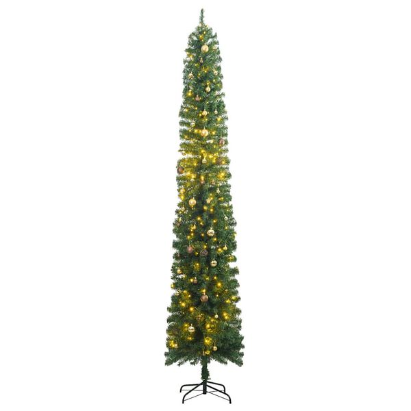 vidaXL Slim Christmas Tree 300 LEDs & Ball Set 106.3"