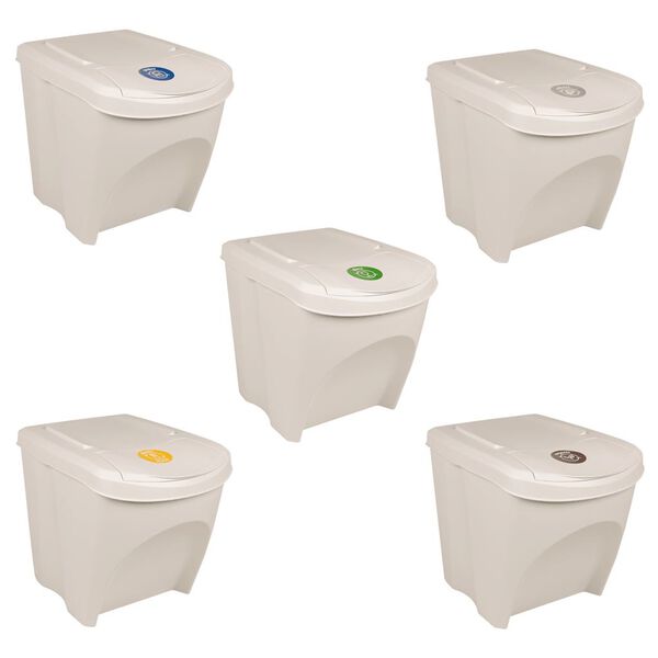 vidaXL Stackable Garbage Bin Boxes 3 pcs White 19.8 gal Polypropylene