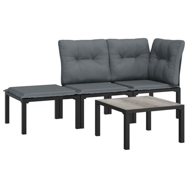 vidaXL Patio Lounge Set Black and Grey
