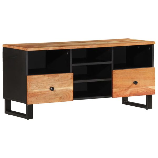 vidaXL TV Cabinet Natural Wood Solid Acacia Wood Medium TV Cabinet