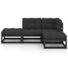 vidaXL Garden Lounge Set Black, Anthracite Solid Pine Wood, Polyester
