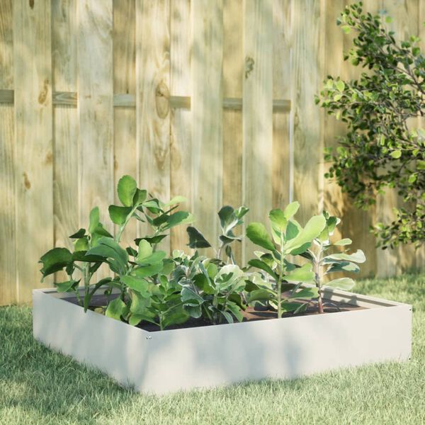 vidaXL Garden Raised Bed White Steel Medium Outdoor Garden Raised Bed