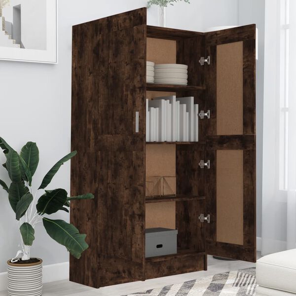 vidaXL Book Cabinet Smoked oak Engineered wood Tall Book Cabinet