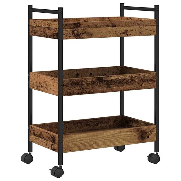 vidaXL Kitchen Trolley Old wood 19.69 x 11.81 x 27.56 in
