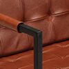vidaXL Sofa Brown Goat Leather, Powder-Coated Steel 3-seater Industrial