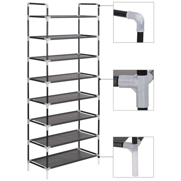 vidaXL Shoe Rack Black Metal Large Minimalistic Shoe Rack