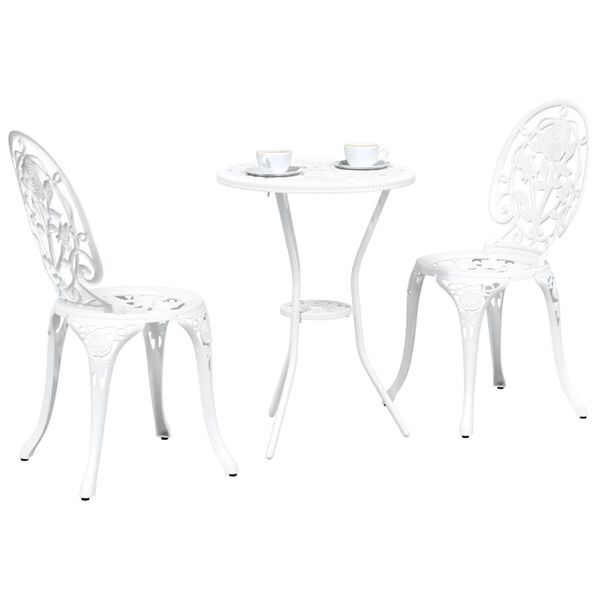 vidaXL Garden Bistro Set 3 pcs White Aluminium