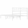 vidaXL Bed Frame White Powder-Coated Steel Double Bed Frame