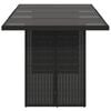 vidaXL Garden Table Black PE rattan, powder-coated steel, tempered glass