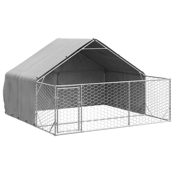 vidaXL Outdoor Dog Kennel Galvanized steel Large Durable