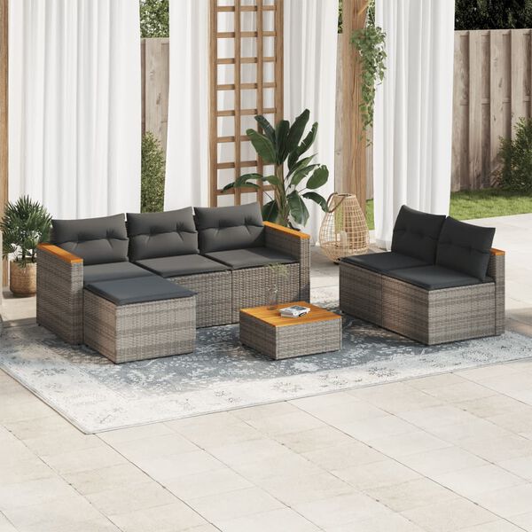 vidaXL Garden Sofa Set Grey and brown