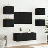 vidaXL TV Wall Unit Black Engineered Wood Medium TV Wall Unit