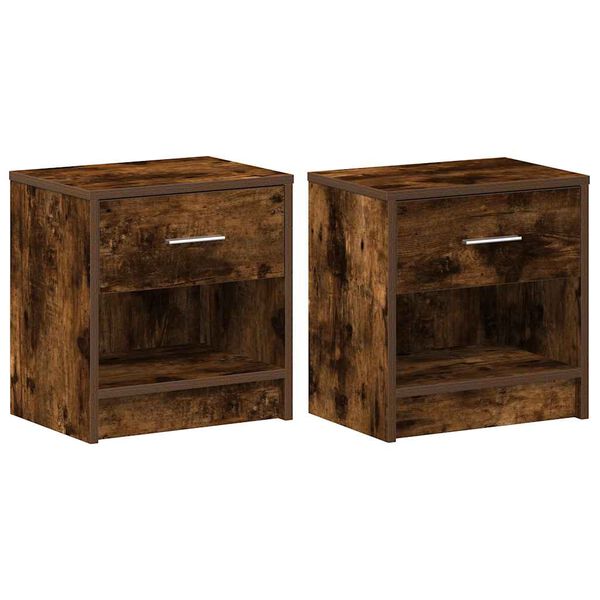 vidaXL Bedside Cabinet Set of 2 Smoked Oak Engineered wood
