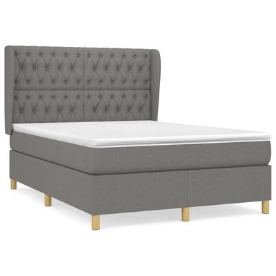 vidaXL Box Spring Bed with Mattress Dark Gray Full Fabric