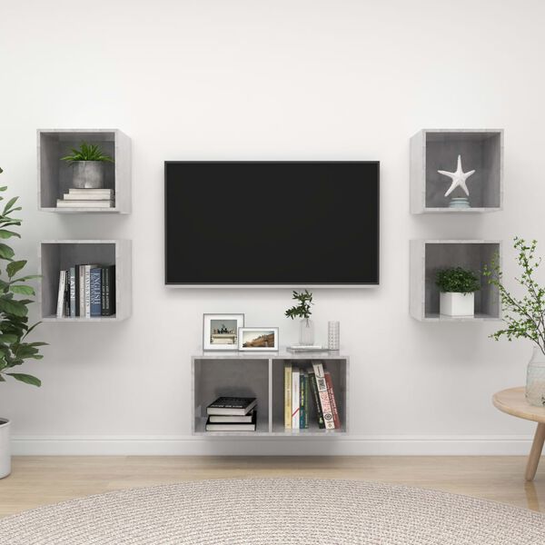 vidaXL TV Cabinet Set Concrete Grey Engineered Wood