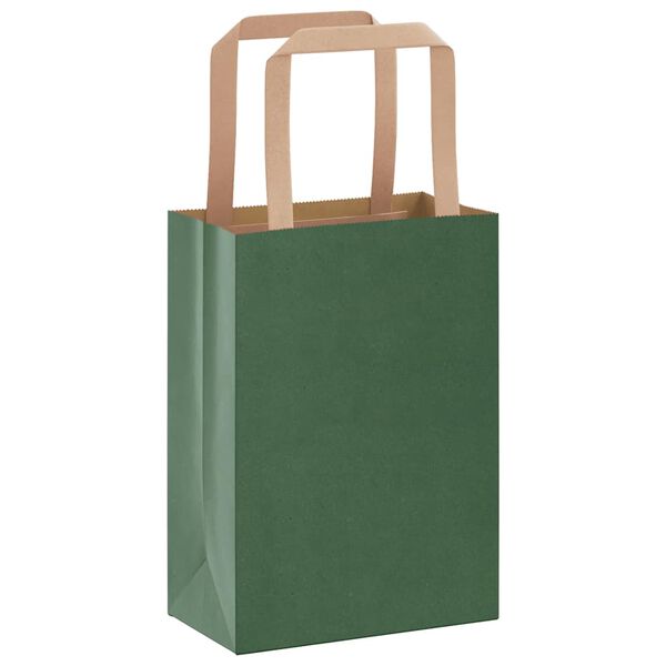 vidaXL Paper Bags 50 pcs with Handles Green 15x8x21 cm