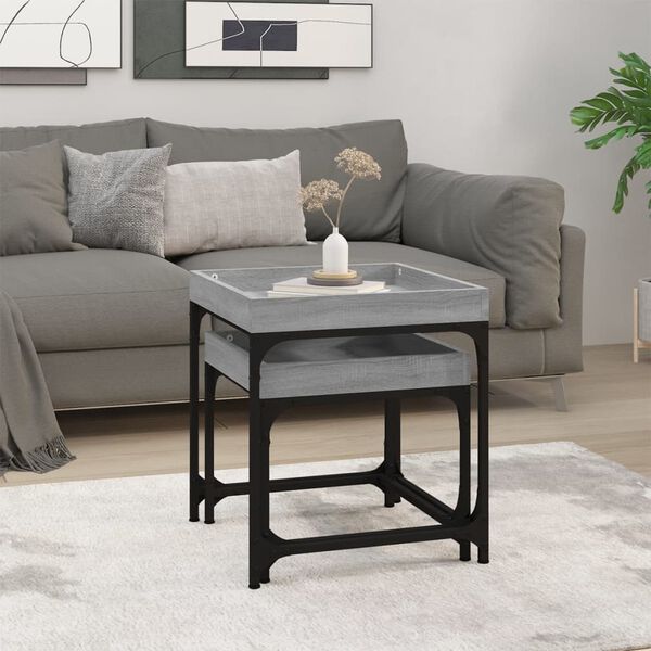 vidaXL Side Table Grey sonoma Engineered wood, steel Small