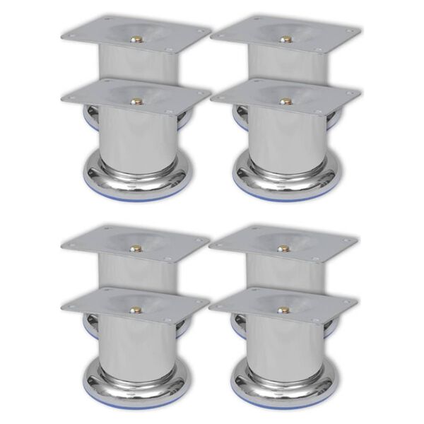vidaXL Sofa Legs 8 pcs Round Chrome 2.4"