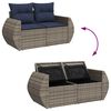 vidaXL 9 Piece Patio Sofa Set with Cushions Grey Poly Rattan Acacia