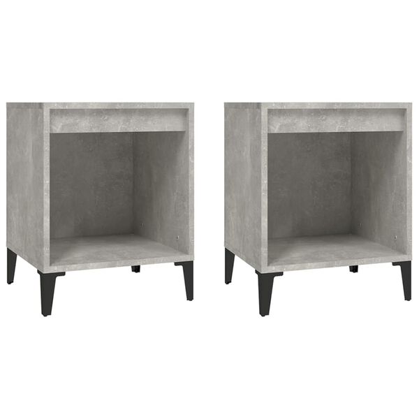 vidaXL Bedside Cabinet Set of 2 Concrete grey Engineered wood, metal