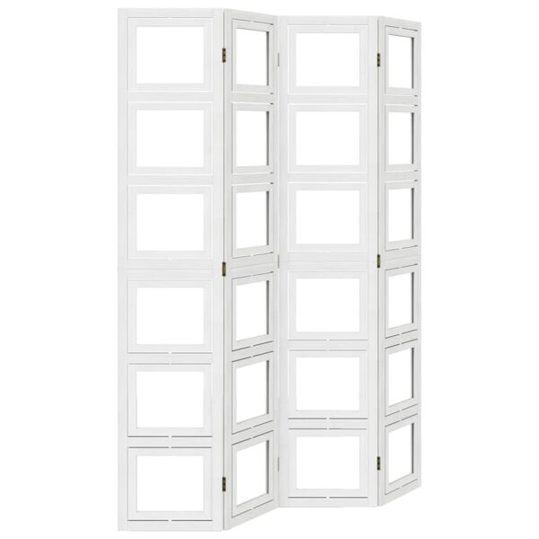 vidaXL Room Divider 4 Panels White Solid Wood Paulownia