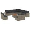 vidaXL Outdoor Sofa Set Grey PE Rattan Large Adjustable Feet