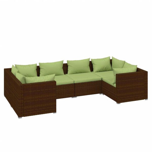 vidaXL Garden Lounge Set Brown with green cushions
