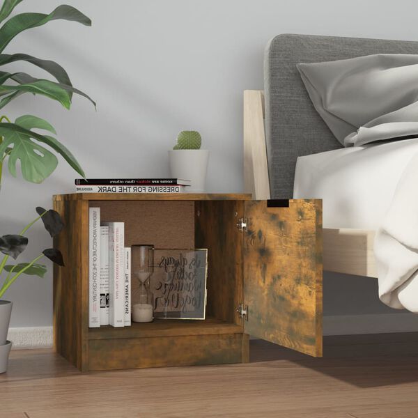 vidaXL Bedside Cabinet Set of 2 Smoked Oak Engineered Wood